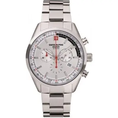 Swiss Alpine Military Pegasus Chronograph Stainless Steel Silver Dial Quartz 7086.9132 100M Men's Watch