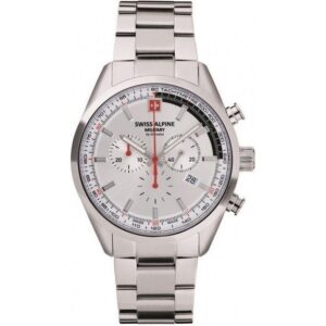Swiss Alpine Military Pegasus Chronograph Stainless Steel Silver Dial Quartz 7086.9132 100M Men's Watch