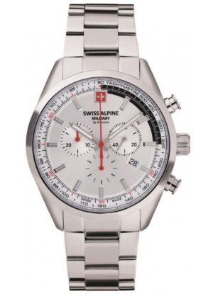 Swiss Alpine Military Pegasus Chronograph Stainless Steel Silver Dial Quartz 7086.9132 100M Men's Watch