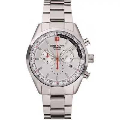 Swiss Alpine Military Pegasus Chronograph Stainless Steel Silver Dial Quartz 7086.9132 100M Men's Watch