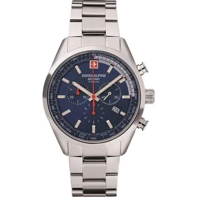 Swiss Alpine Military Pegasus Chronograph Stainless Steel Blue Dial Quartz 7086.9135 100M Men's Watch