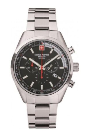 Swiss Alpine Military Pegasus Chronograph Stainless Steel Black Dial Quartz 7086.9137 100M Men's Watch