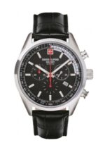 Swiss Alpine Military Pegasus Chronograph Leather Strap Black Dial Quartz 7086.9537 100M Men's Watch