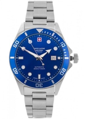 Swiss Alpine Military Deep Sea Stainless Steel Blue Dial Automatic Diver's 7095.2135 300M Men's Watch