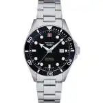 Swiss Alpine Military Deep Sea Stainless Steel Black Dial Automatic Diver's 7095.2137 300M Men's Watch