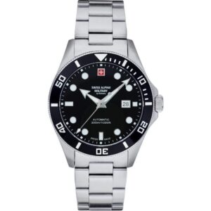 Swiss Alpine Military Deep Sea Stainless Steel Black Dial Automatic Diver's 7095.2137 300M Men's Watch