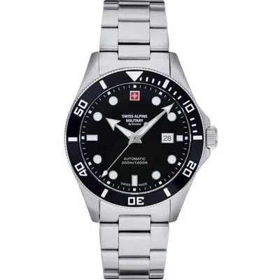 Swiss Alpine Military Deep Sea Stainless Steel Black Dial Automatic Diver's 7095.2137 300M Men's Watch