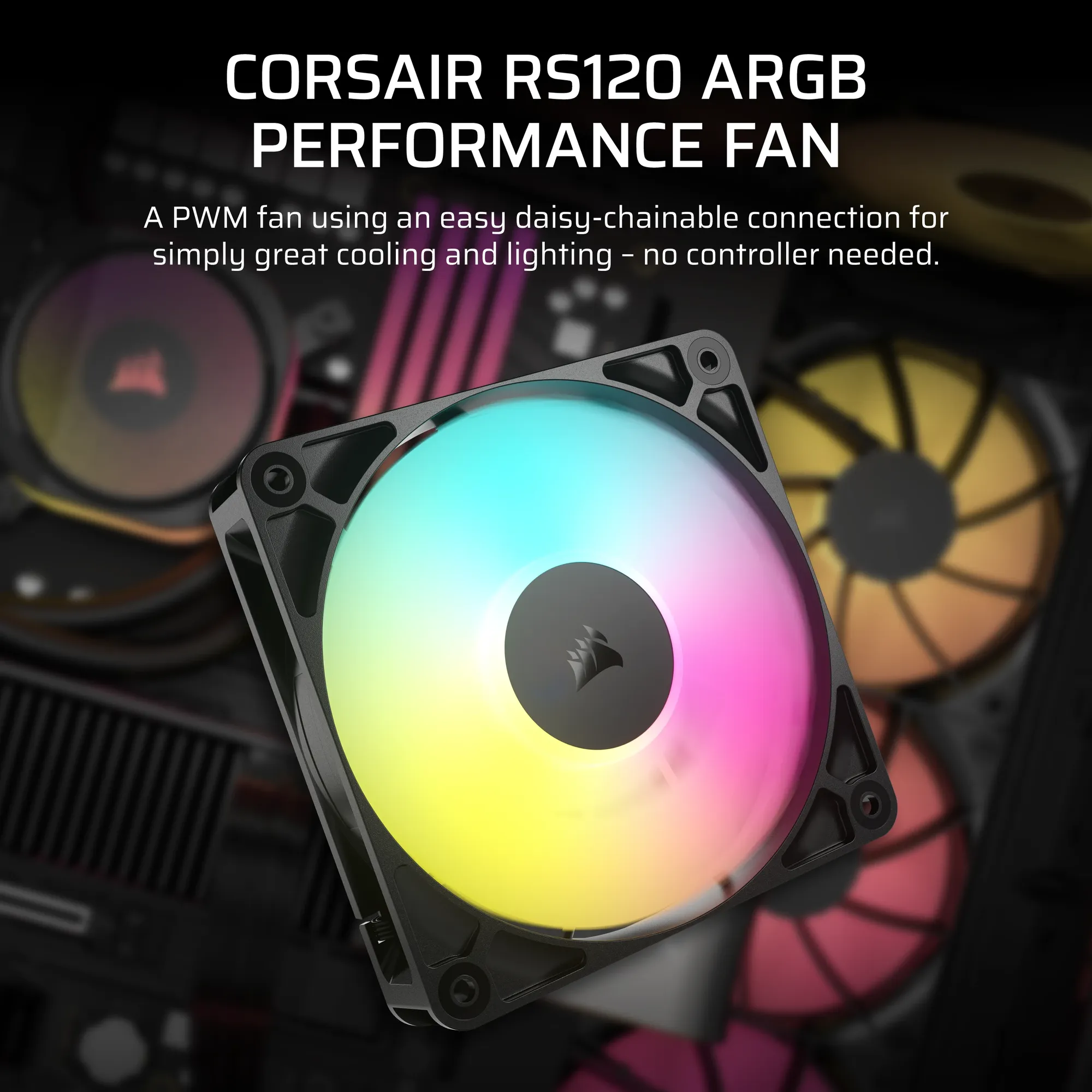 Corsair RS120 ARGB 120mm PWM Fans Single Pack 3 Corsair RS120 ARGB 120mm PWM Fans Single Pack - Image 3