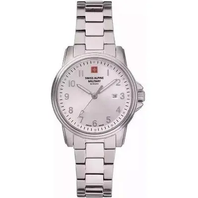 Swiss Alpine Military Leader Ladies Stainless Steel Silver Dial Quartz 7711.1132 100M Women's Watch