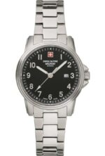 Swiss Alpine Military Leader Ladies Stainless Steel Black Dial Quartz 7711.1137 100M Women's Watch