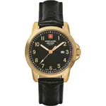 Swiss Alpine Military Leader Ladies Leather Strap Black Dial Quartz 7711.1517 100M Women's Watch