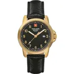 Swiss Alpine Military Leader Ladies Leather Strap Black Dial Quartz 7711.1517 100M Women's Watch