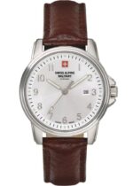 Swiss Alpine Military Leader Ladies Leather Strap Silver Dial Quartz 7711.1532 100M Women's Watch