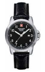 Swiss Alpine Military Leader Ladies Leather Strap Black Dial Quartz 7711.1537 100M Women's Watch