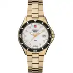 Swiss Alpine Military Aquatech Ladies White Mother Of Pearl Dial Quartz 7740.1113 100M Women's Watch
