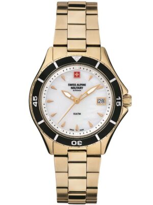 Swiss Alpine Military Aquatech Ladies White Mother Of Pearl Dial Quartz 7740.1113 100M Women's Watch