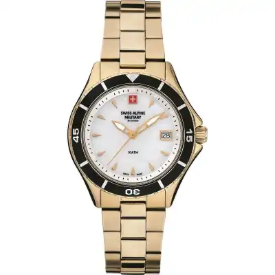 Swiss Alpine Military Aquatech Ladies White Mother Of Pearl Dial Quartz 7740.1113 100M Women's Watch