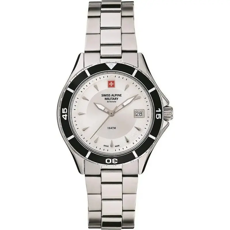 Swiss Alpine Military Aquatech Ladies Stainless Steel Silver Dial Quartz 7740.1132 100M Women's Watch