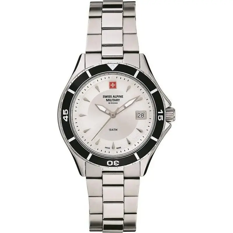 Swiss Alpine Military Aquatech Ladies Stainless Steel Silver Dial Quartz 7740.1132 100M Women's Watch