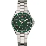 Swiss Alpine Military Aquatech Ladies Stainless Steel Green Dial Quartz 7740.1134 100M Women's Watch