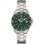 Swiss Alpine Military Aquatech Ladies Stainless Steel Green Dial Quartz 7740.1134 100M Women's Watch