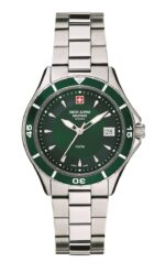 Swiss Alpine Military Aquatech Ladies Stainless Steel Green Dial Quartz 7740.1134 100M Women's Watch