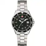Swiss Alpine Military Aquatech Ladies Stainless Steel Black Dial Quartz 7740.1137 100M Women's Watch