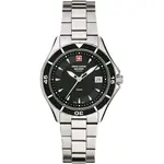 Swiss Alpine Military Aquatech Ladies Stainless Steel Black Dial Quartz 7740.1137 100M Women's Watch
