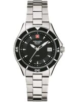 Swiss Alpine Military Aquatech Ladies Stainless Steel Black Dial Quartz 7740.1137 100M Women's Watch