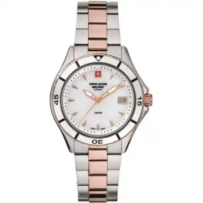 Swiss Alpine Military Aquatech Ladies White Mother Of Pearl Dial Quartz 7740.1153 100M Women's Watch