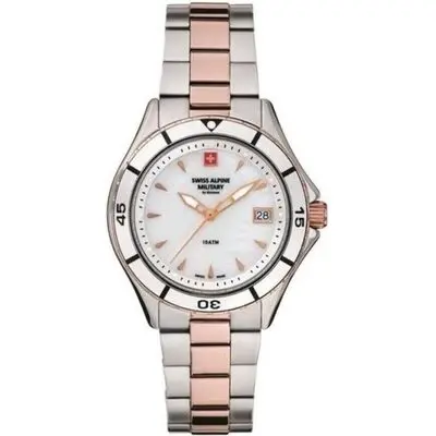 Swiss Alpine Military Aquatech Ladies White Mother Of Pearl Dial Quartz 7740.1153 100M Women's Watch