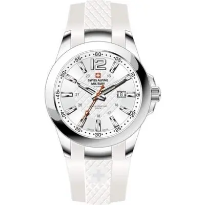 Swiss Alpine Military Combat Air Ladies Silicone Strap White Dial Quartz 7758.1833 Women's Watch