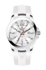 Swiss Alpine Military Combat Air Ladies Silicone Strap White Dial Quartz 7758.1833 Women's Watch