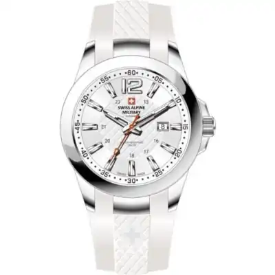Swiss Alpine Military Combat Air Ladies Silicone Strap White Dial Quartz 7758.1833 Women's Watch