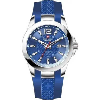Swiss Alpine Military Combat Air Ladies Silicone Strap Blue Dial Quartz 7758.1835 Women's Watch