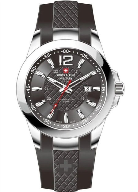 Swiss Alpine Military Combat Air Ladies Silicone Strap Black Dial Quartz 7758.1837 Women's Watch