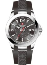 Swiss Alpine Military Combat Air Ladies Silicone Strap Black Dial Quartz 7758.1837 Women's Watch