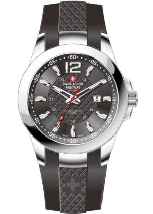 Swiss Alpine Military Combat Air Ladies Silicone Strap Black Dial Quartz 7758.1837 Women's Watch