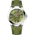 Swiss Alpine Military Combat Air Ladies Silicone Strap Green Dial Quartz 7758.1838 Women's Watch