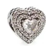 Pandora Sparkling Raised Heart Charm (799218C01) Women JEWELRY