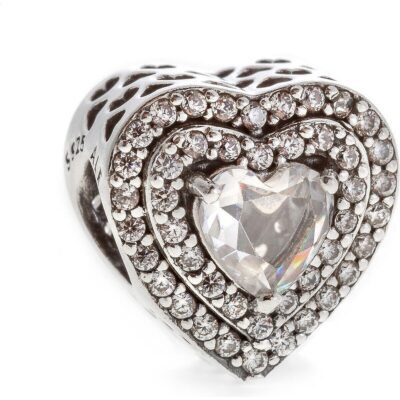 Pandora Sparkling Raised Heart Charm (799218C01) Women JEWELRY