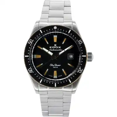 Edox Skydiver Limited Edition Black Dial Automatic Diver's 80126357RNMNIRB 300M Men's Watch