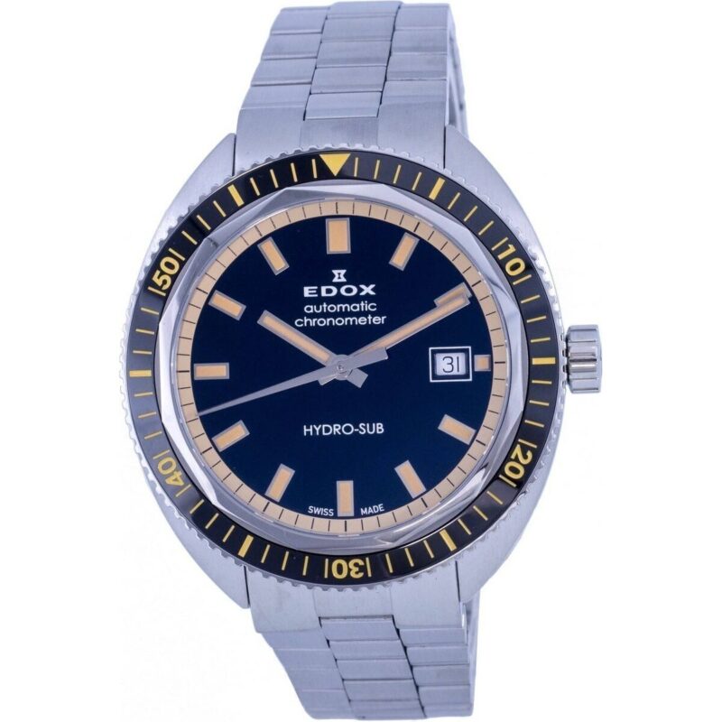 Edox Hydro-Sub Diver's Stainless Steel Black Dial Automatic 801283NBMNIB 80128 3NBM NIB 300M Men's Watch