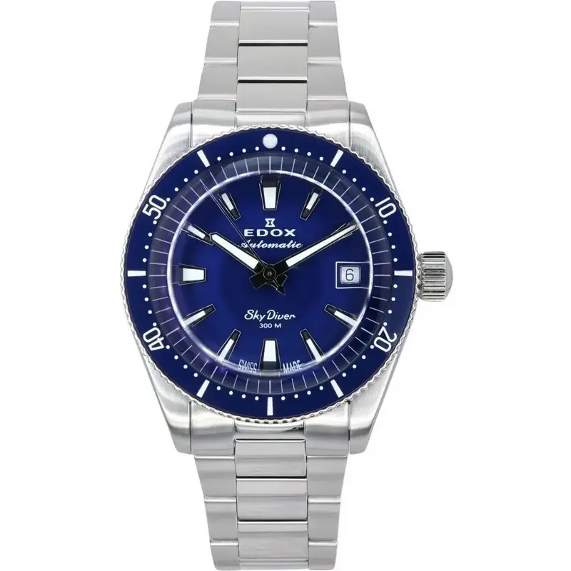 Edox Skydiver 38 Date Limited Edition Blue Dial Automatic Diver's 801313BUMBUIN 300M Swiss Made Men's Watch
