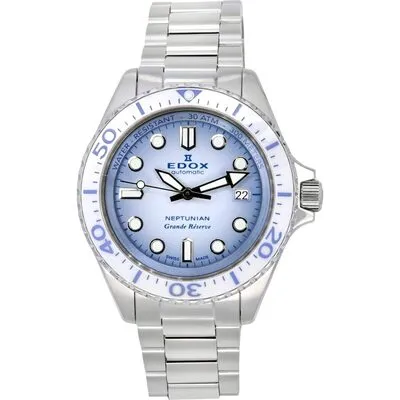 Edox Neptunian Grande Reserve Date Blue Dial Automatic Diver's 80801 3BBUM BUCDN 300M Men's Watch