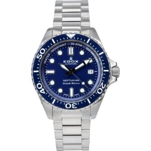 Edox Neptunian Grande Reserve Blue Dial Automatic Diver's 80801 3BUM BUIN 300M Men's Watch