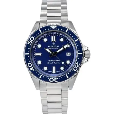 Edox Neptunian Grande Reserve Blue Dial Automatic Diver's 80801 3BUM BUIN 300M Men's Watch