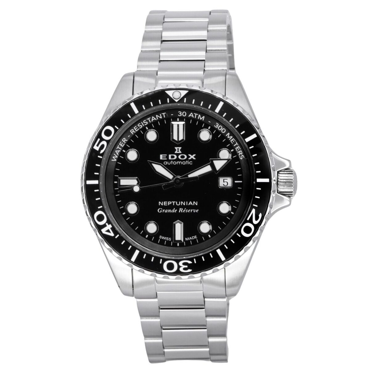 Edox Neptunian Grande Reserve Date Black Dial Automatic Diver's 80801 3NM NIN 300M Men's Watch