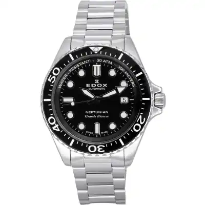 Edox Neptunian Grande Reserve Date Black Dial Automatic Diver's 80801 3NM NIN 300M Men's Watch