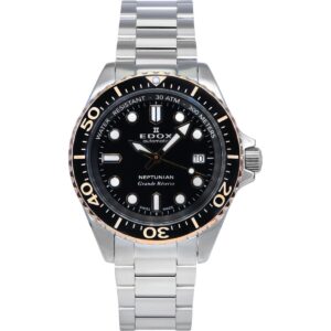 Edox Neptunian Grande Reserve Black Dial Automatic Diver's 80801 3NRM NIR 300M Men's Watch